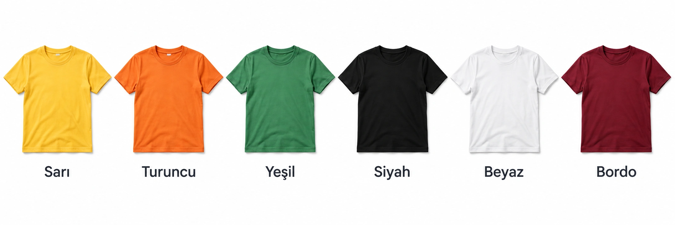 Komşu Premium tişörtlerin renk seçkisi
